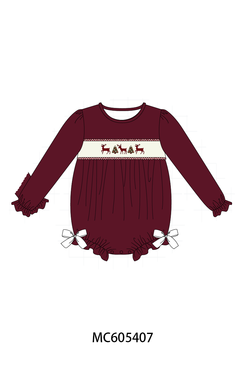 Maroon tree reindeer embroidery collection (ETA-MID/LATE NOVEMBER)