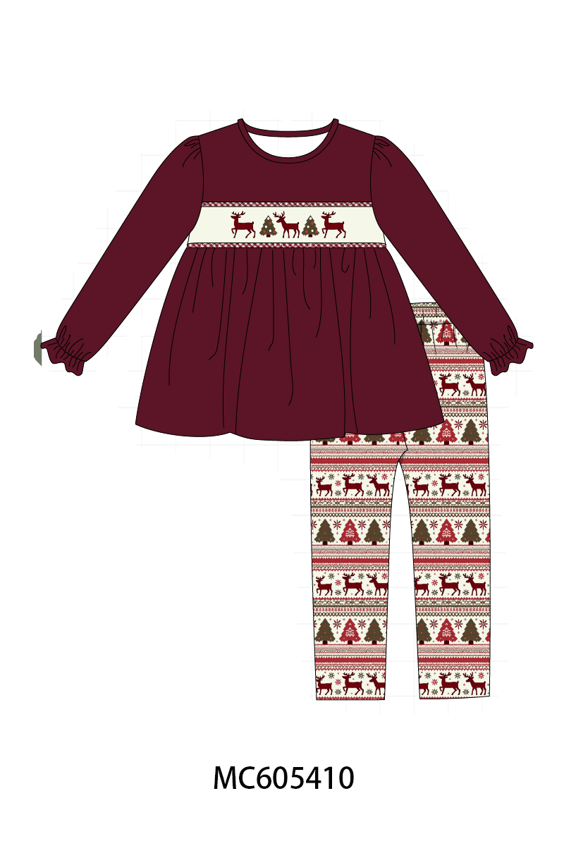 Maroon tree reindeer embroidery collection (ETA-MID/LATE NOVEMBER)