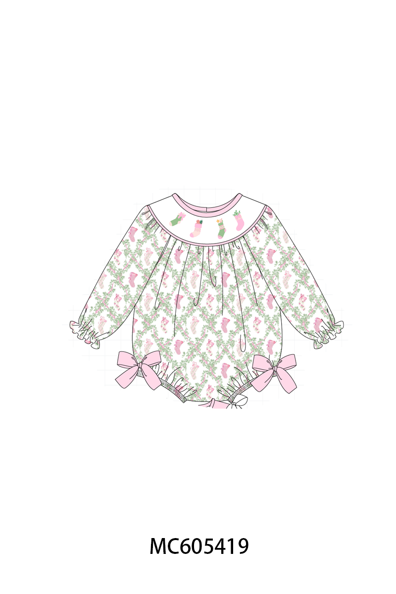 Pink holiday floral socks embroidery collection (ETA-MID/LATE NOVEMBER)