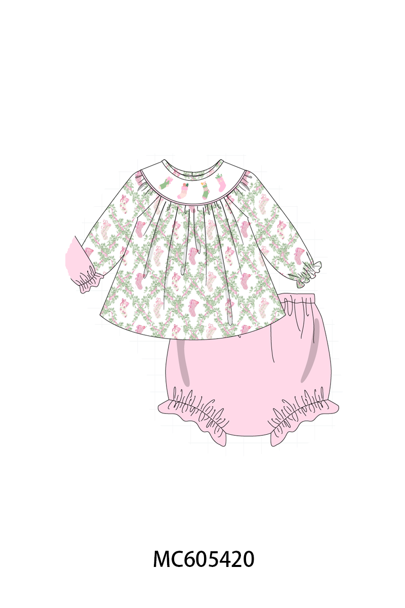 Pink holiday floral socks embroidery collection (ETA-MID/LATE NOVEMBER)