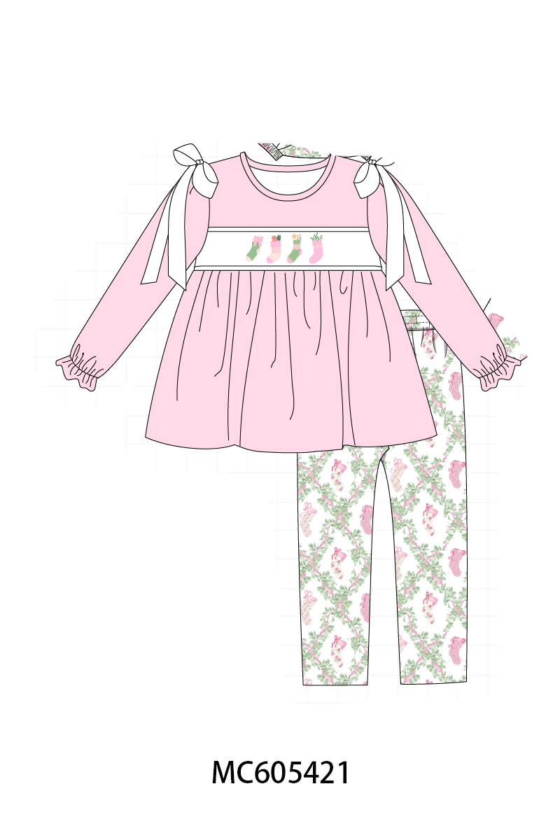 Pink holiday floral socks embroidery collection (ETA-MID/LATE NOVEMBER)