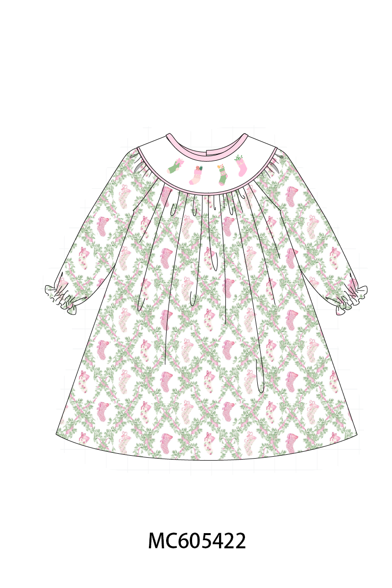 Pink holiday floral socks embroidery collection (ETA-MID/LATE NOVEMBER)