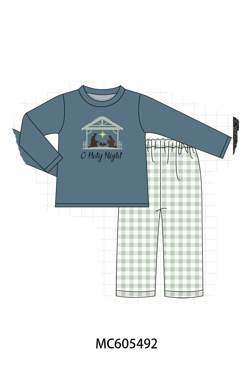 Pink&navy nativity embroidery ruffle gingham collection (ETA-MID/LATE NOVEMBER)