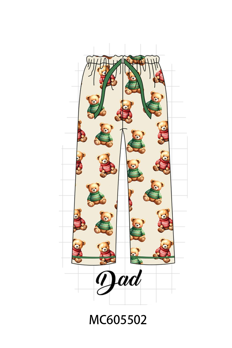 Green christmas teddy print bamboo collection (ETA-MID/LATE NOVEMBER)