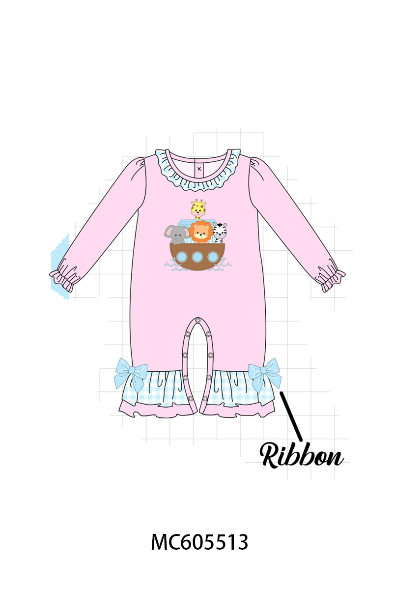 Pink&blue noah's ark applique gingham collection (ETA-MID/LATE NOVEMBER)