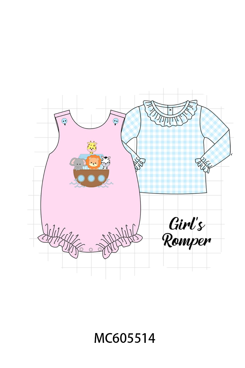 Pink&blue noah's ark applique gingham collection (ETA-MID/LATE NOVEMBER)