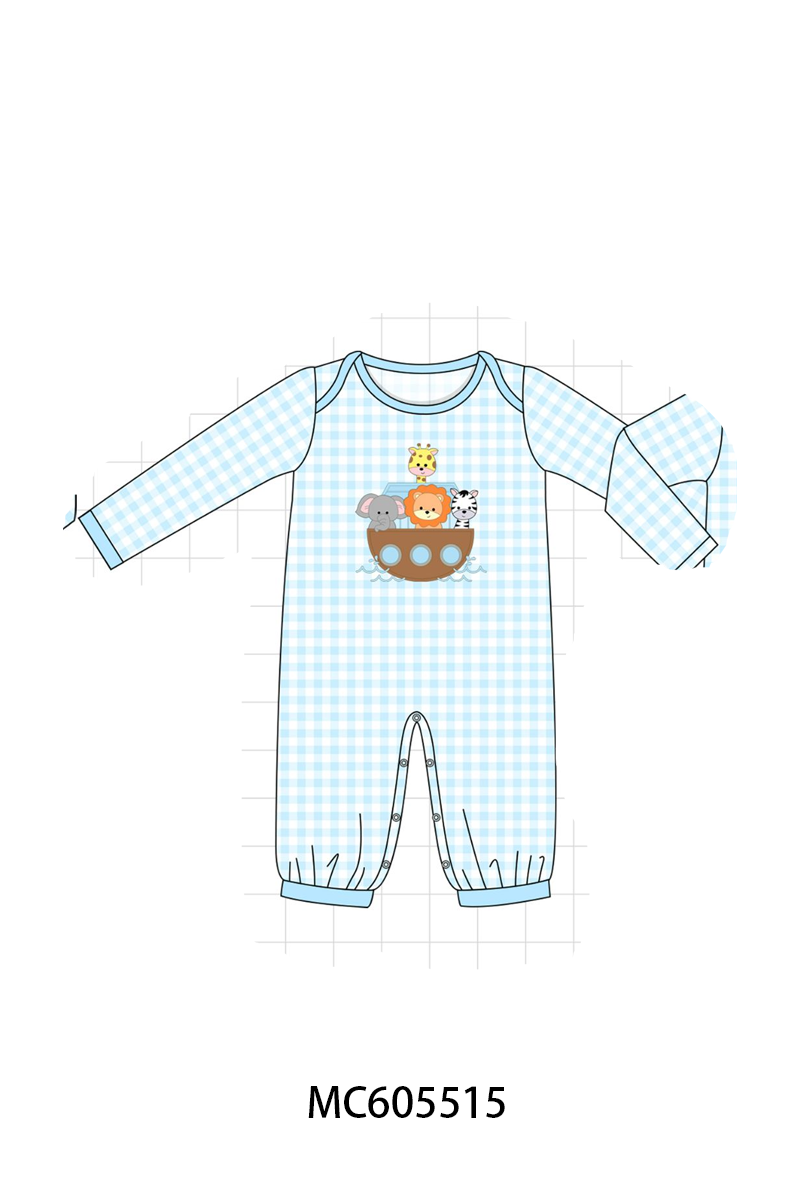 Pink&blue noah's ark applique gingham collection (ETA-MID/LATE NOVEMBER)