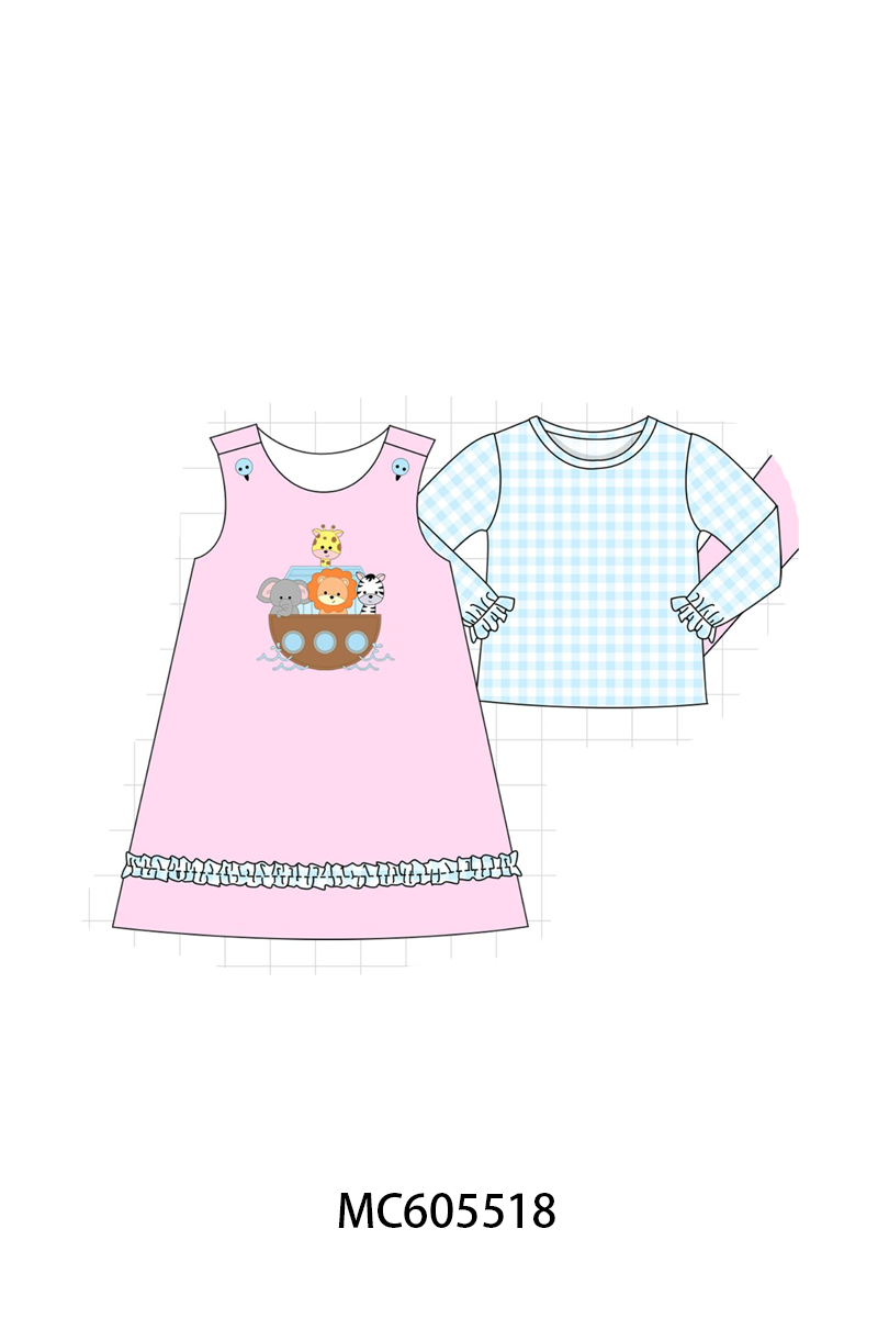 Pink&blue noah's ark applique gingham collection (ETA-MID/LATE NOVEMBER)