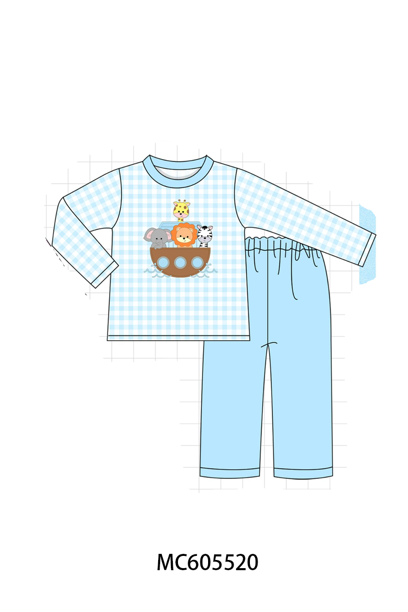 Pink&blue noah's ark applique gingham collection (ETA-MID/LATE NOVEMBER)