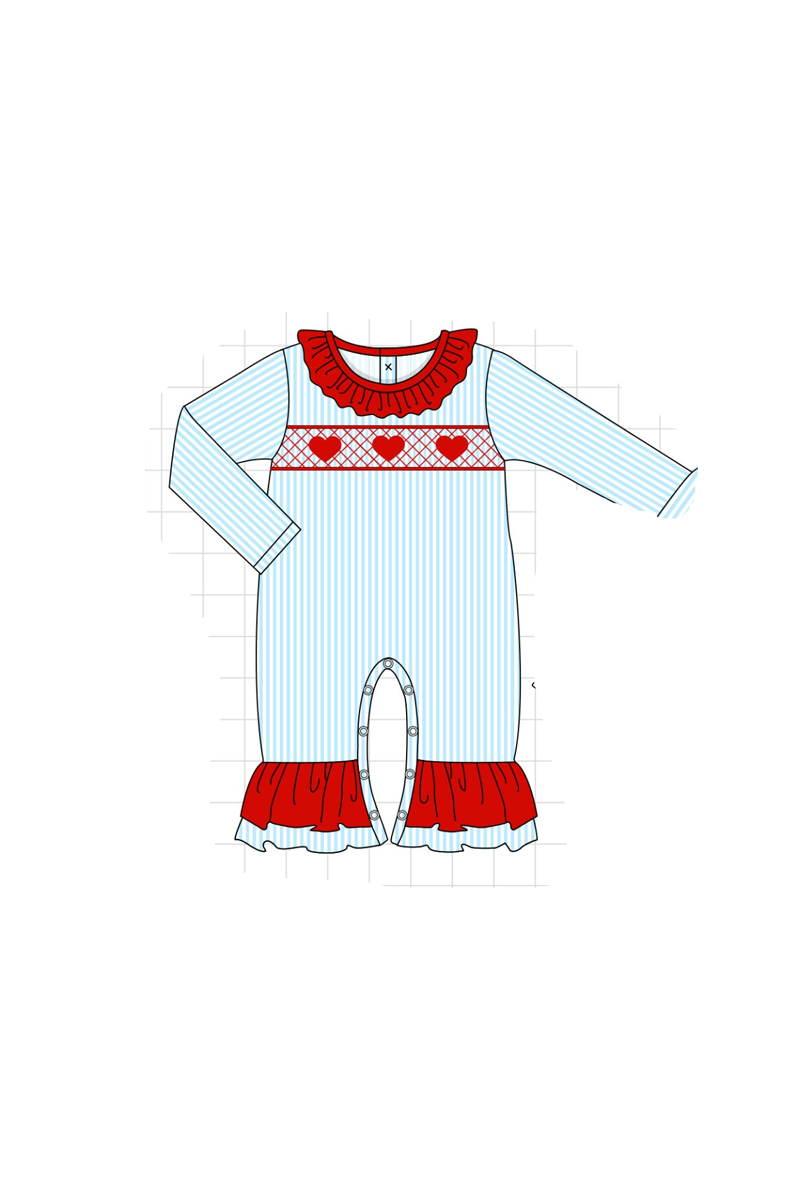 Blue valentine's day heart smocked collection
