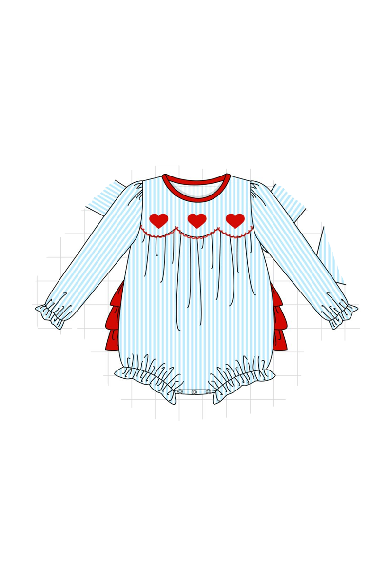 Blue valentine's day heart smocked collection