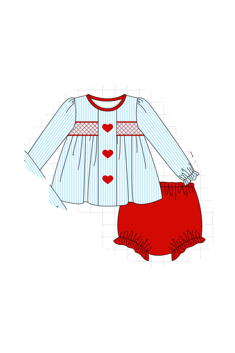 Blue valentine's day heart smocked collection
