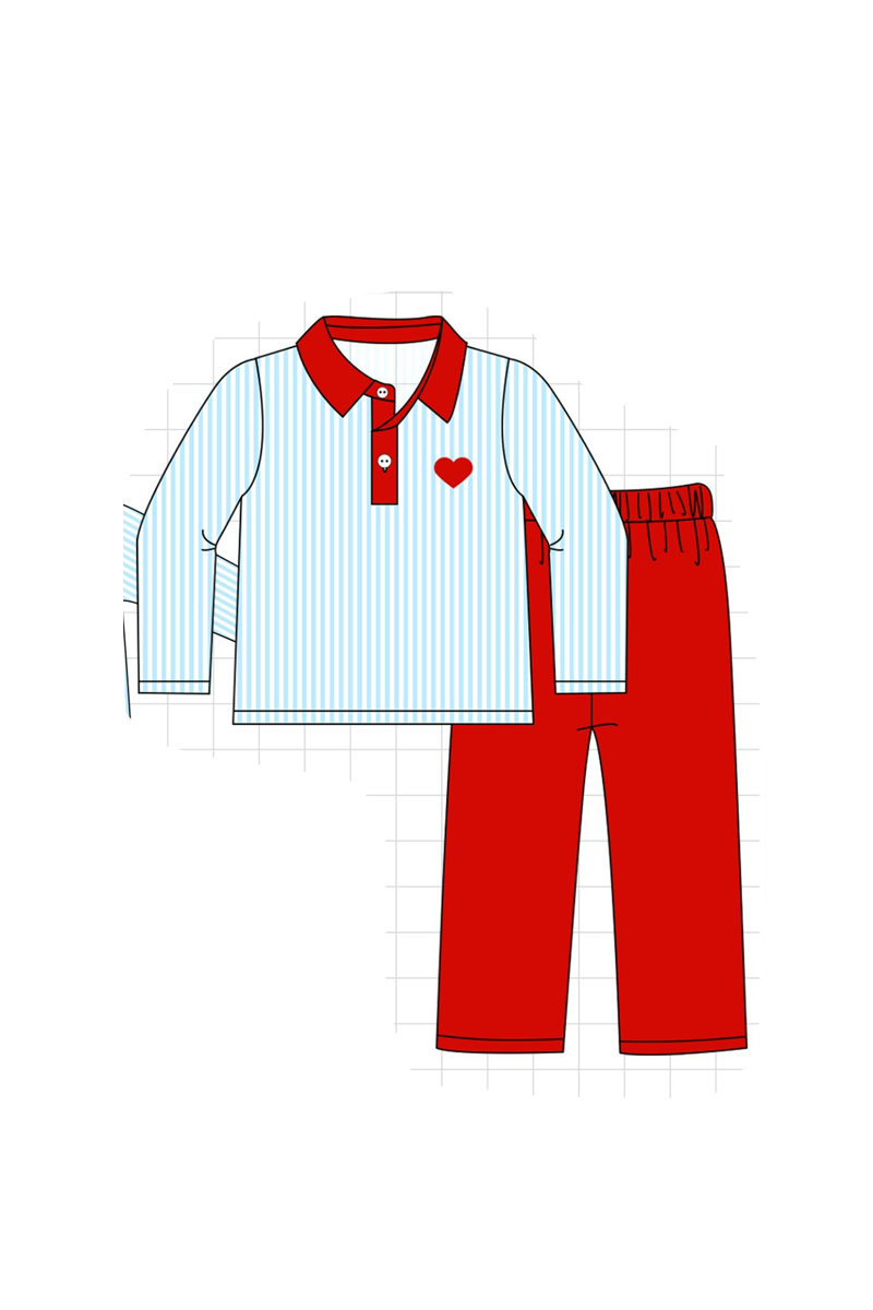 Blue valentine's day heart smocked collection