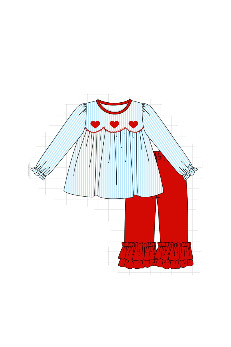 Blue valentine's day heart smocked collection