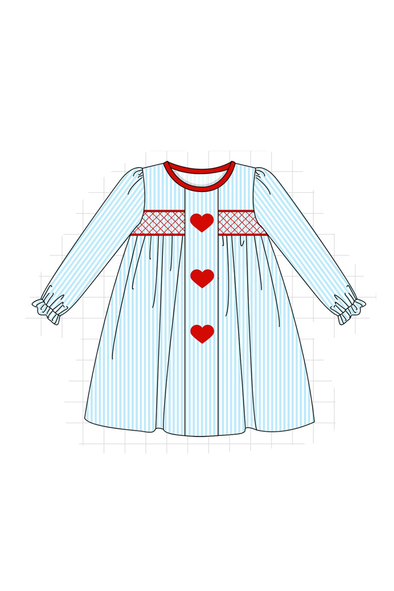 Blue valentine's day heart smocked collection