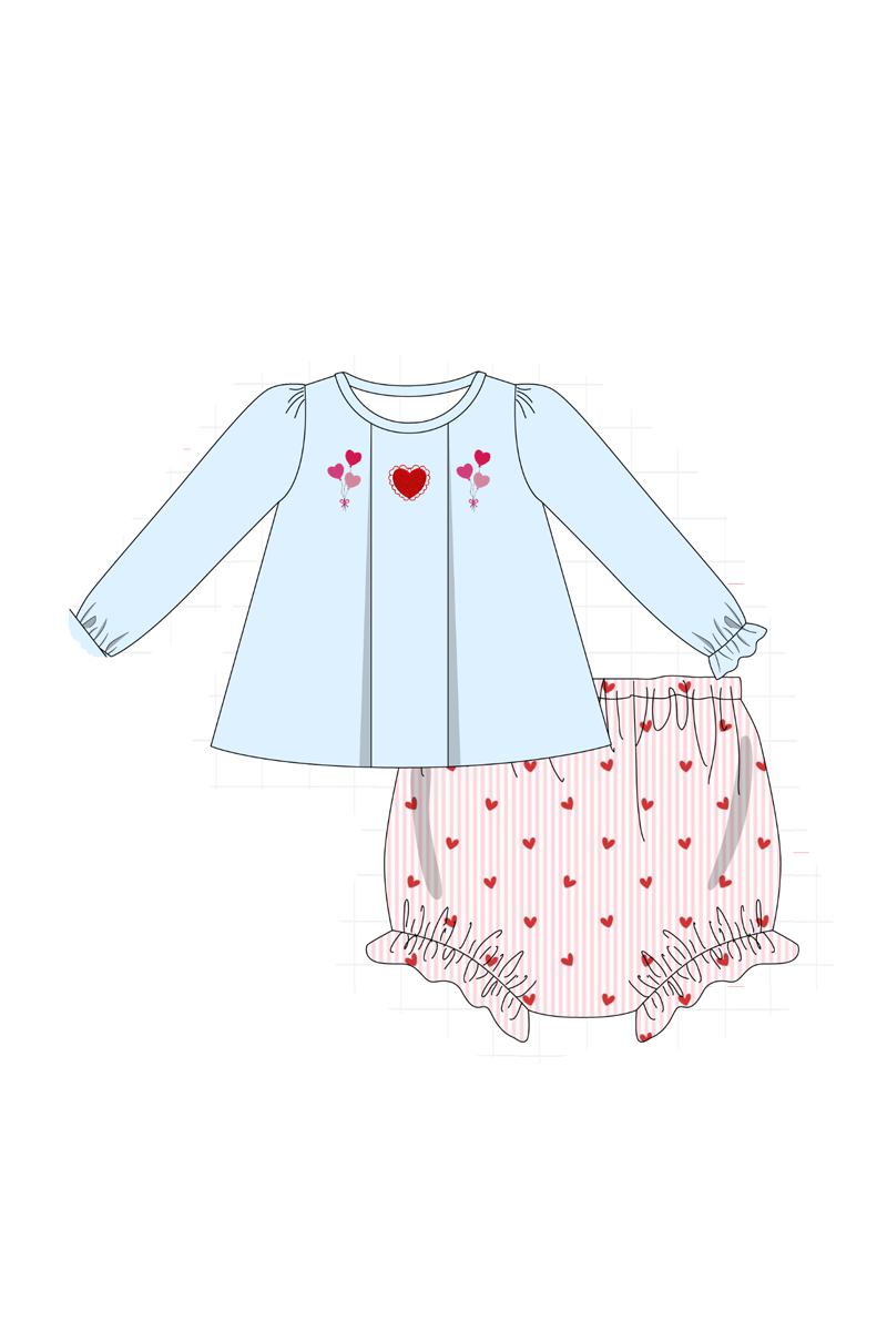 Blue valentine's day heart embroidery collection