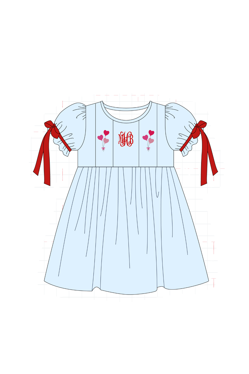 Blue valentine's day heart monogram embroidery collection