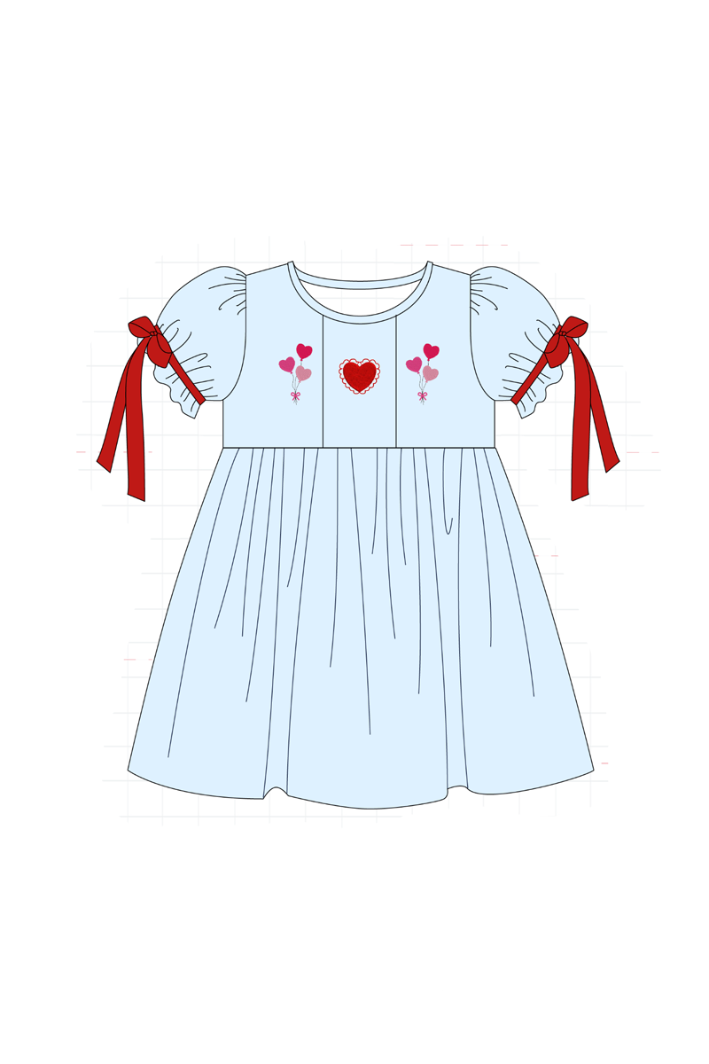 Blue valentine's day heart embroidery collection