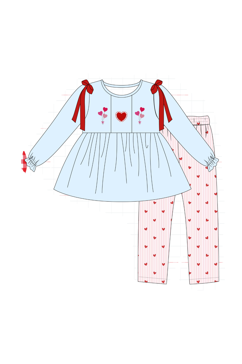Blue valentine's day heart embroidery collection