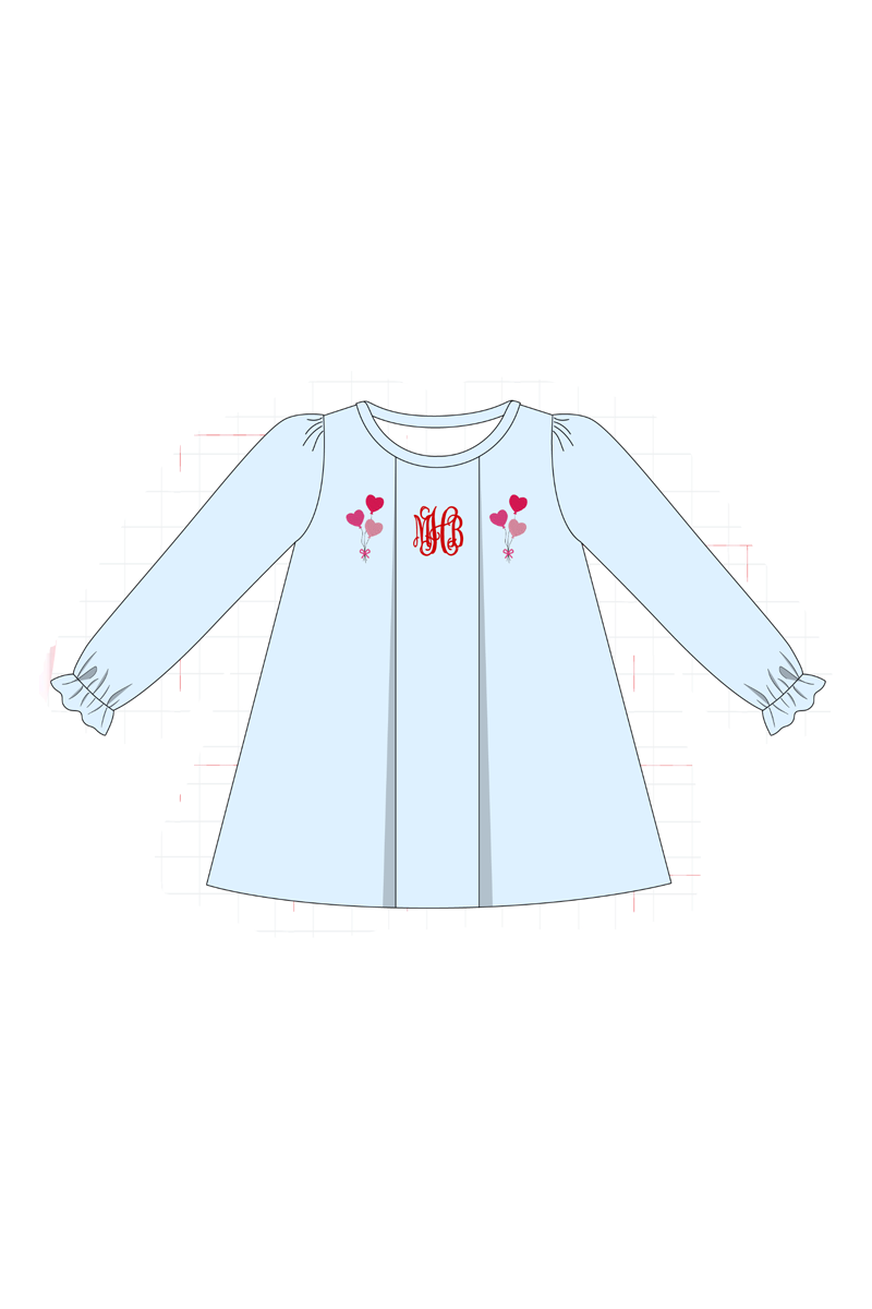 Blue valentine's day heart monogram embroidery collection