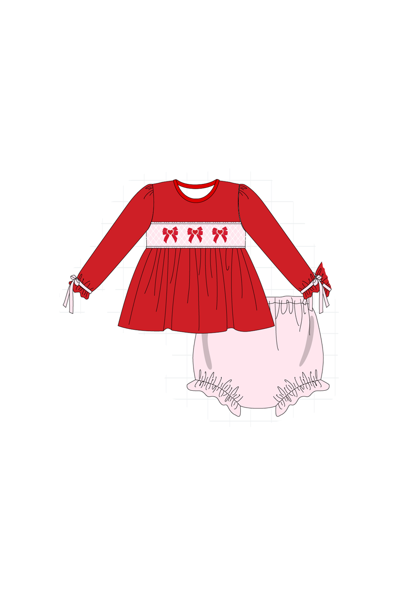 Red&navy valentine's day bow train embroidery collection