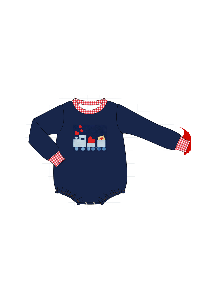 Red&navy valentine's day bow train embroidery collection