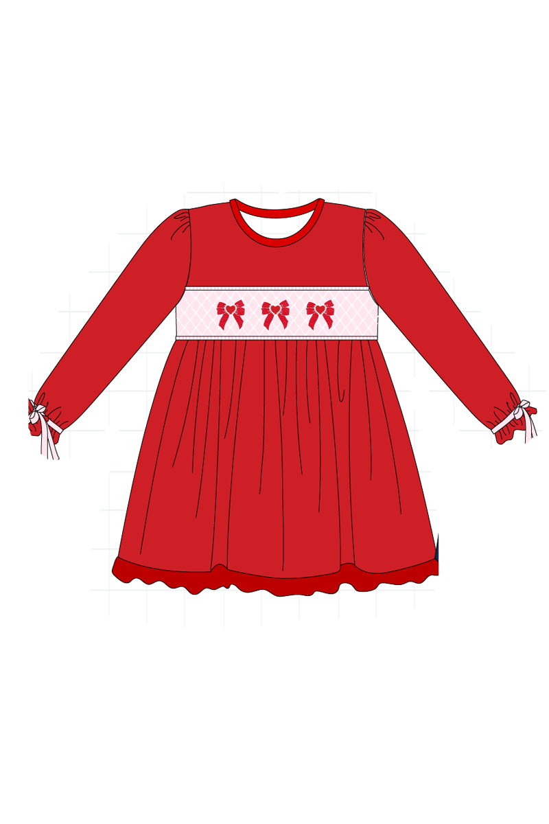 Red&navy valentine's day bow train embroidery collection
