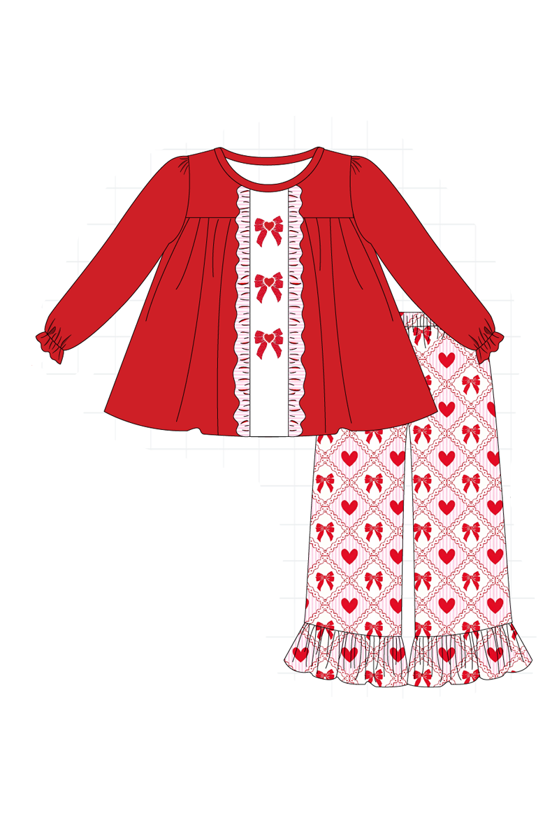 Red&navy valentine's day bow train embroidery collection