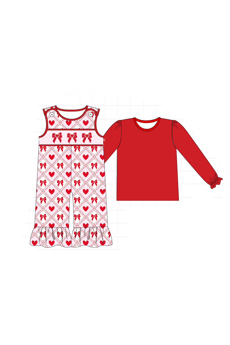 Red&navy valentine's day bow train embroidery collection