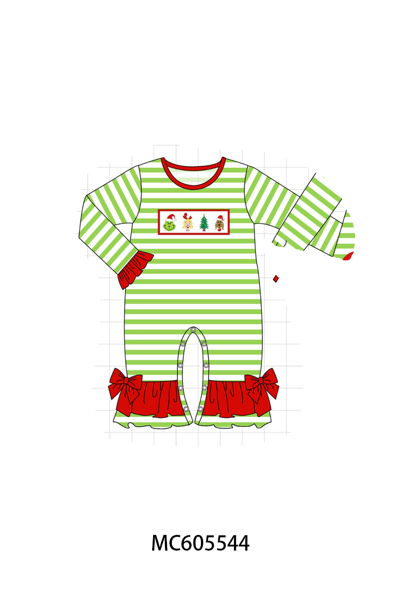 Green stripe christmas grinch embroidery collection (ETA-MID/LATE NOVEMBER)