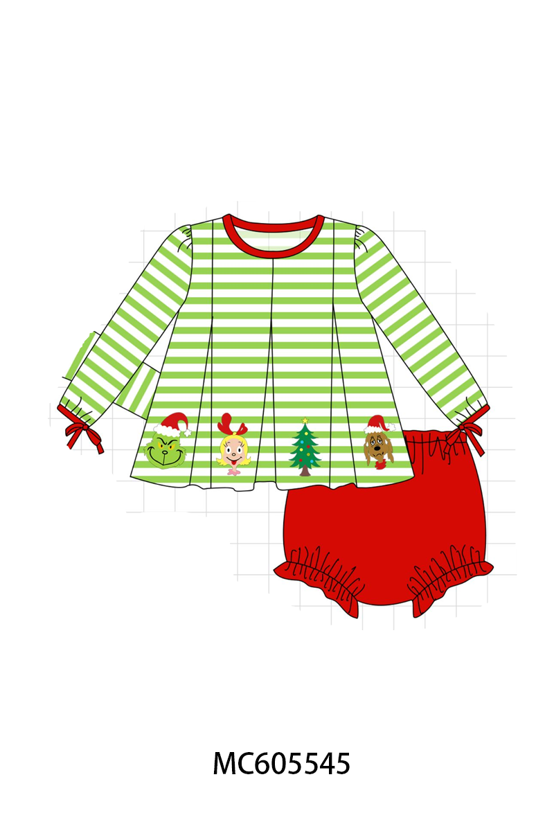 Green stripe christmas grinch embroidery collection (ETA-MID/LATE NOVEMBER)