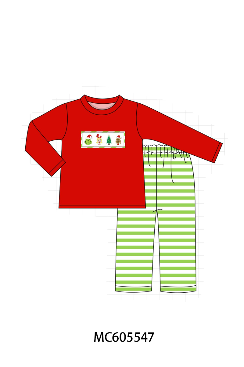 Green stripe christmas grinch embroidery collection (ETA-MID/LATE NOVEMBER)