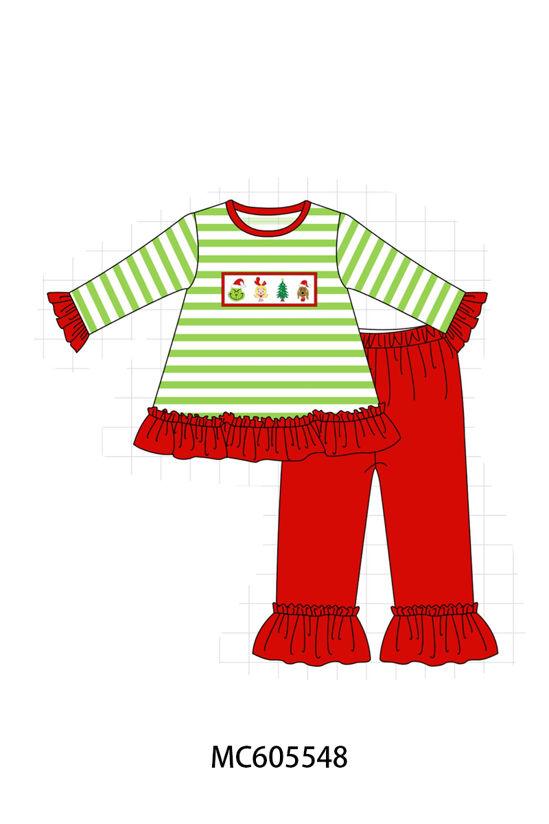 Green stripe christmas grinch embroidery collection (ETA-MID/LATE NOVEMBER)