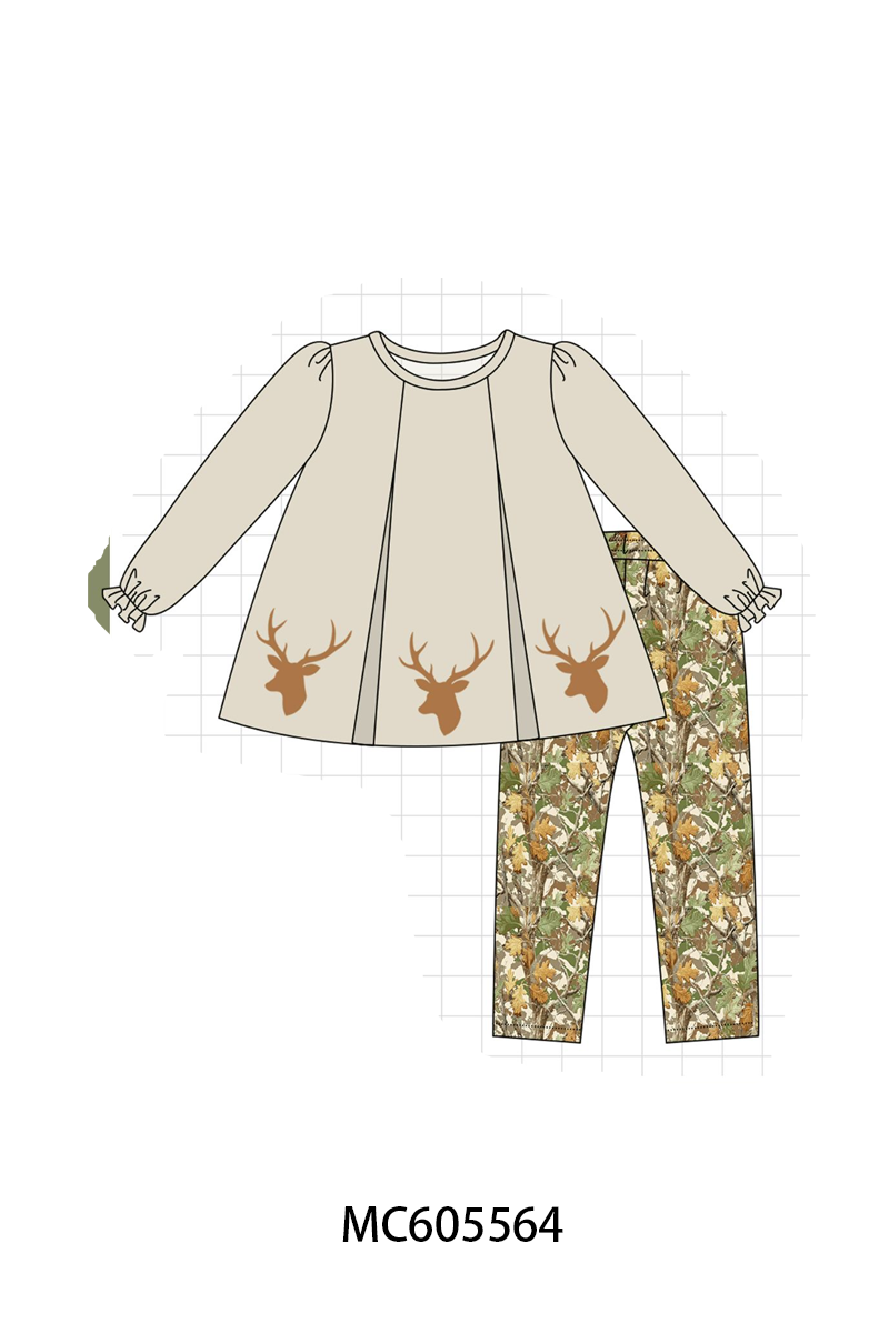 Green leaves deer embroidery collection (ETA-MID/LATE NOVEMBER)