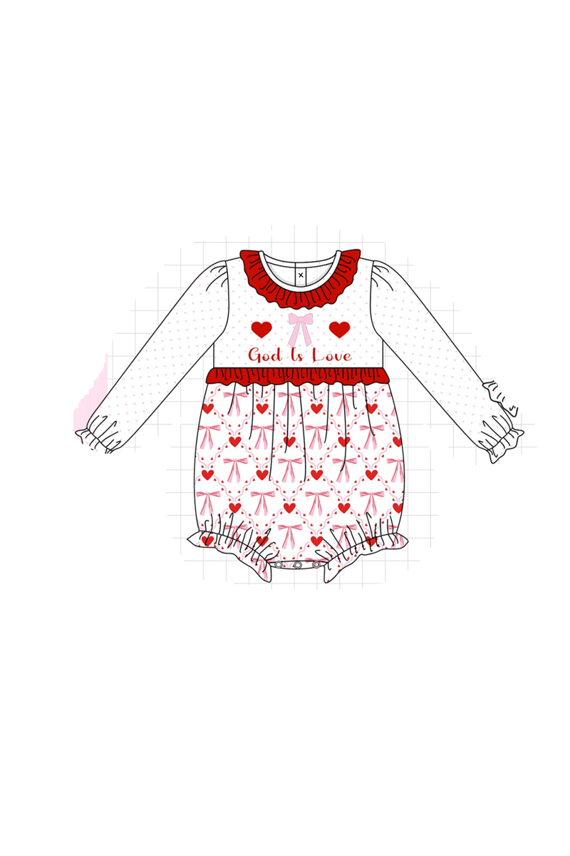 Red god is love heart embroidery ruffle collection