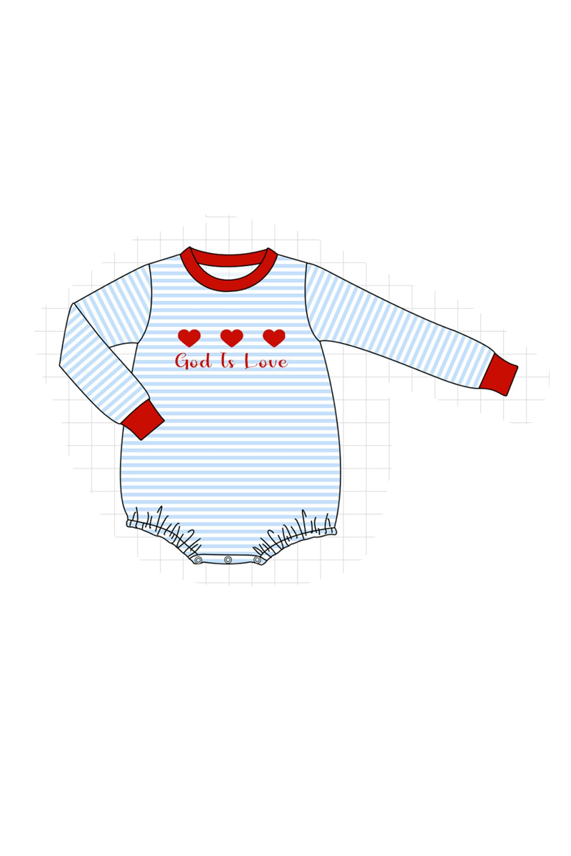 Red god is love heart embroidery ruffle collection