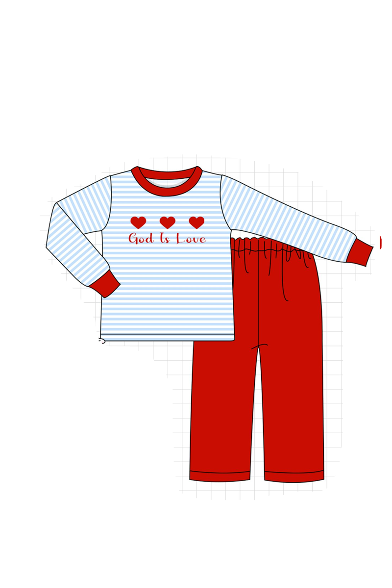 Red god is love heart embroidery ruffle collection