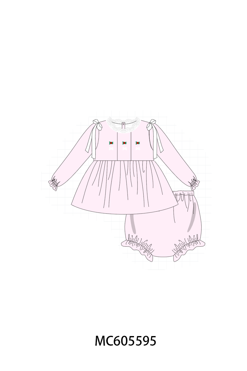Pink christmas holly embroidery collection (ETA-MID/LATE NOVEMBER)