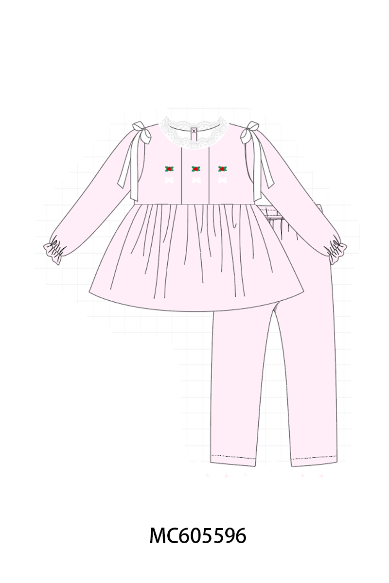 Pink christmas holly embroidery collection (ETA-MID/LATE NOVEMBER)