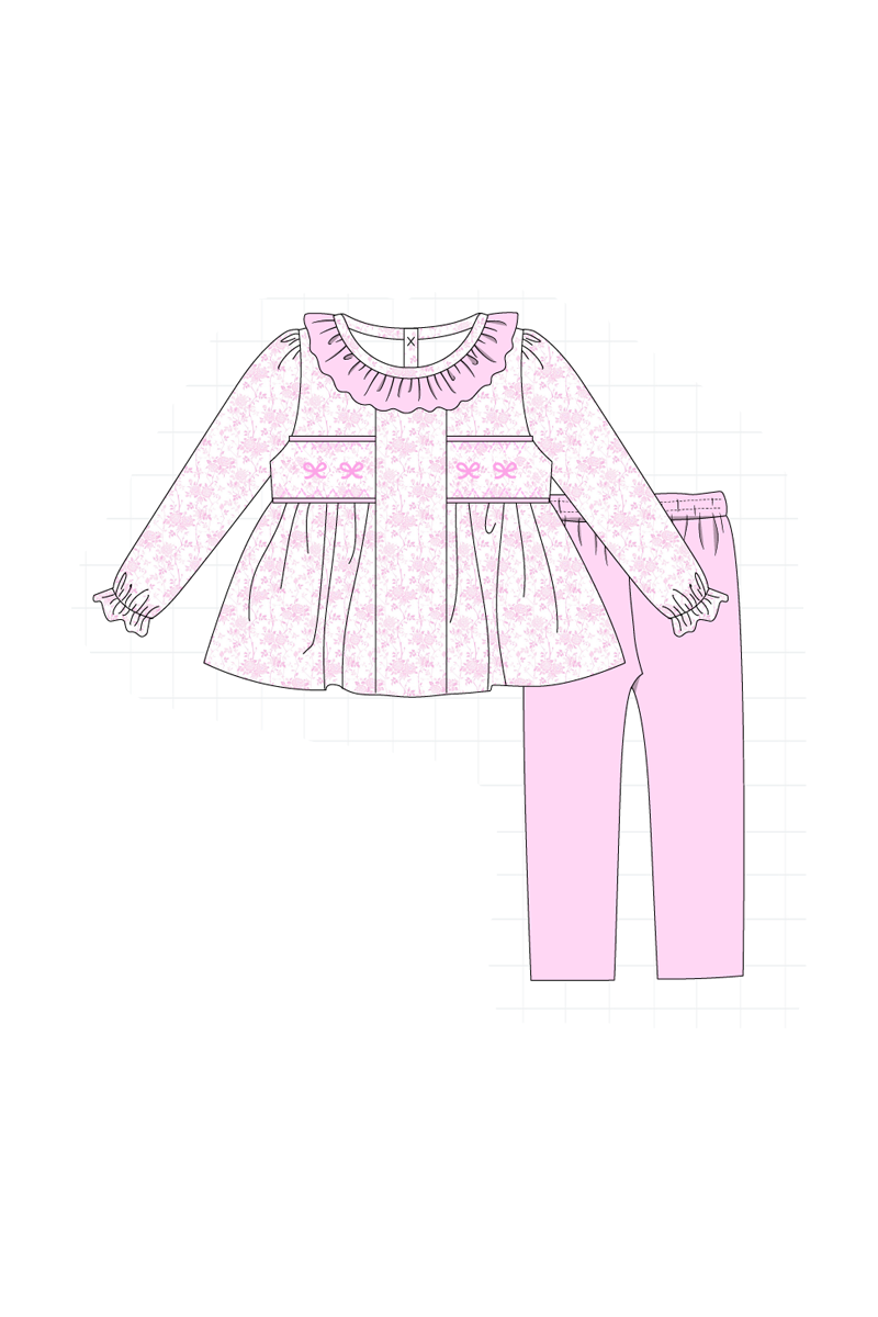 Pink bow smocked ruffle collection