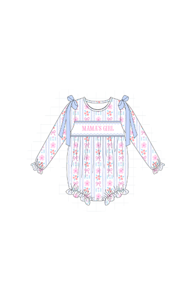 Blue MAMA'S GIRL embroidery floral collection