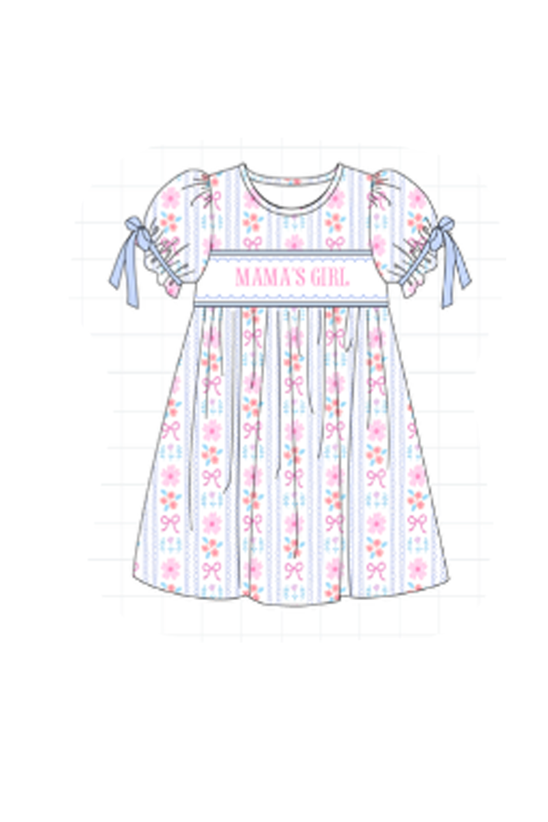 Blue MAMA'S GIRL embroidery floral collection