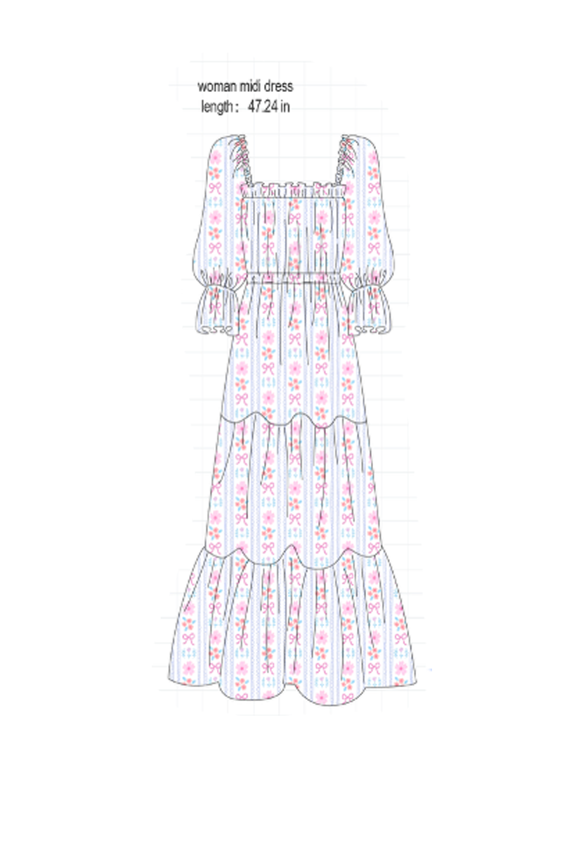Blue MAMA'S GIRL embroidery floral collection