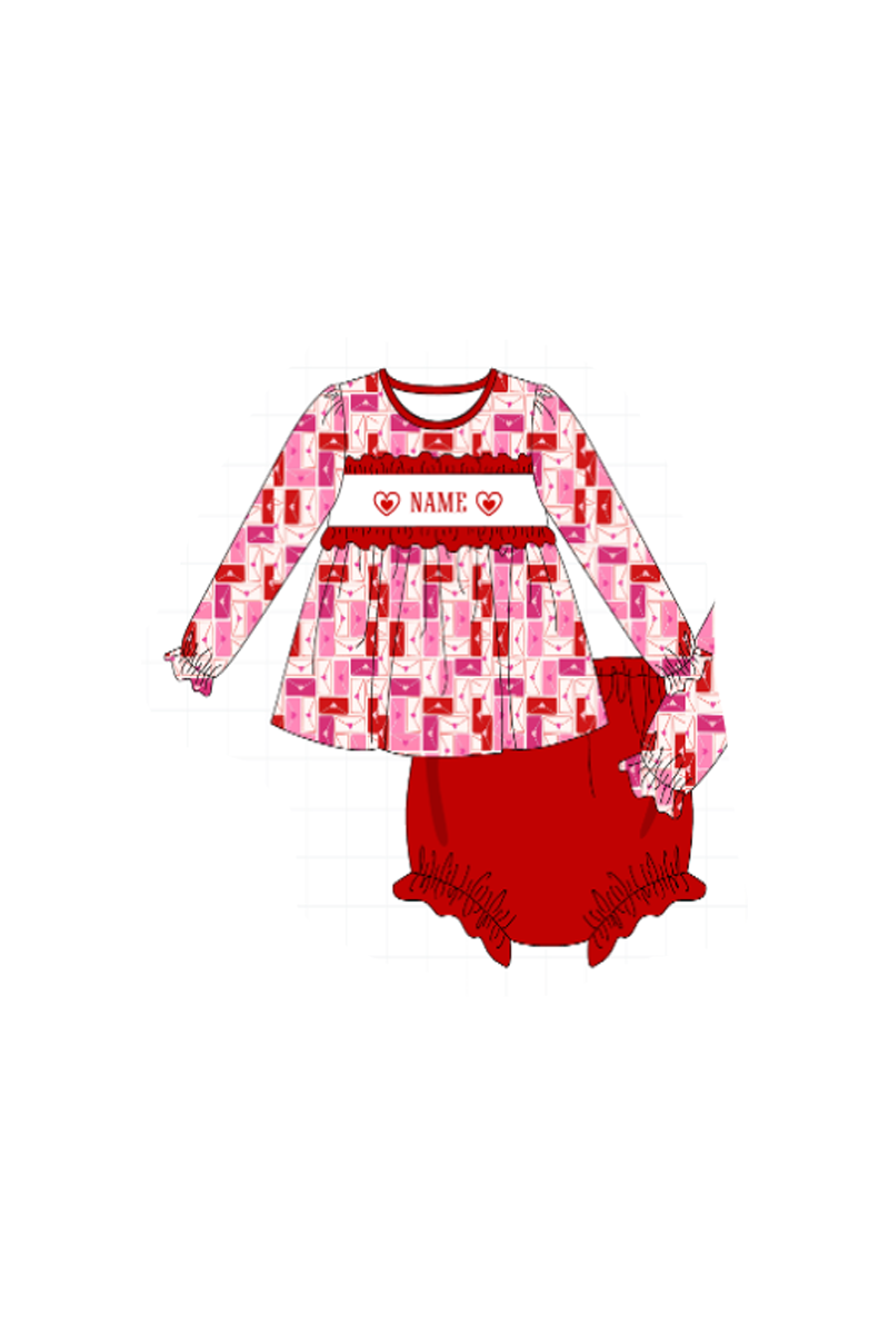 Red&blue heart monogram embroidery collection
