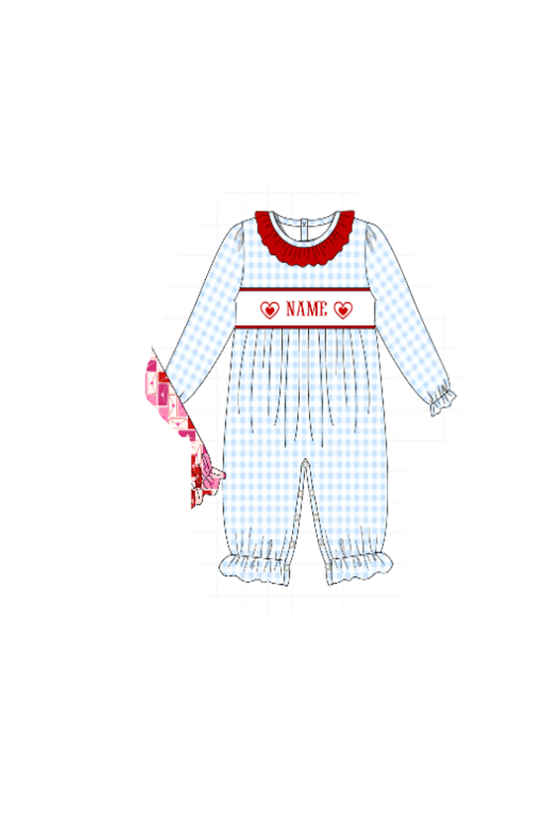 Red&blue heart monogram embroidery collection