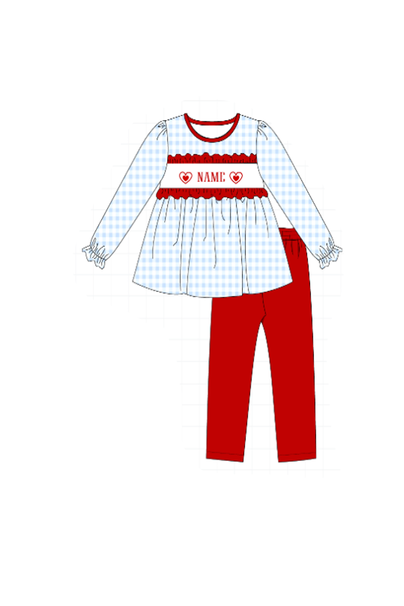 Red&blue heart monogram embroidery collection