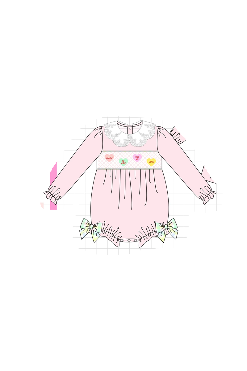 Pink heart smocked plaid collection