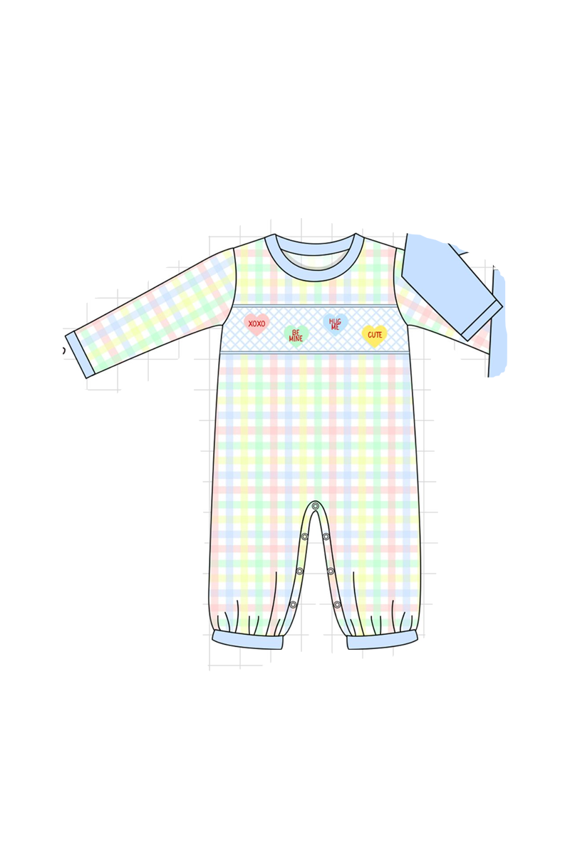 Pink heart smocked plaid collection