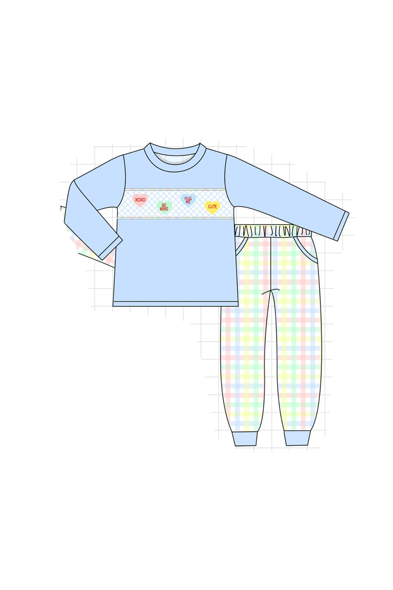 Pink heart smocked plaid collection