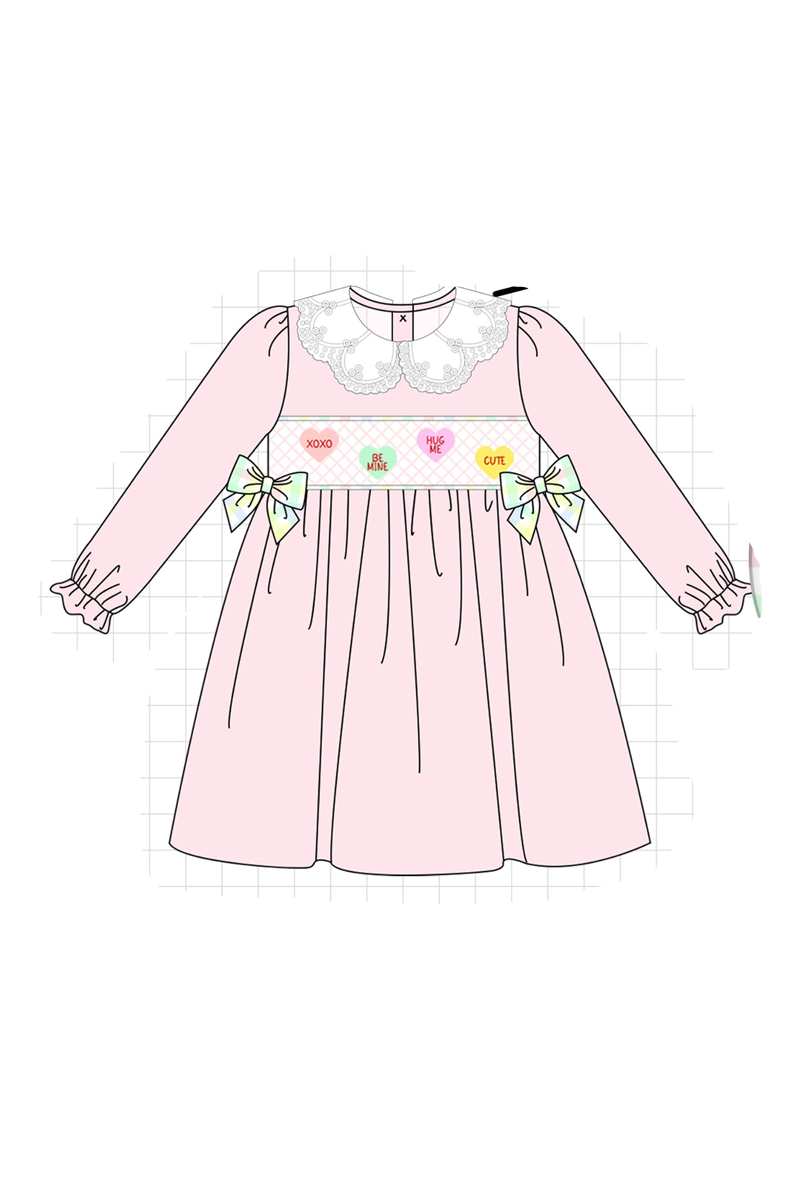 Pink heart smocked plaid collection